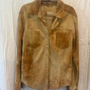 Suede western style button-front shirt